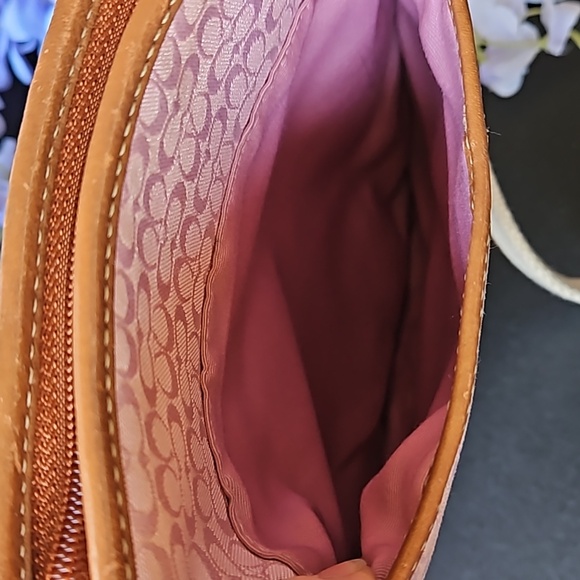 Coach π Pink Crossbody w CoA. Leather Accents, Canvas Strap - Picture 5 of 15